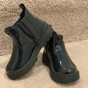 Zara Babygirl Navy Patent Leather Boots
